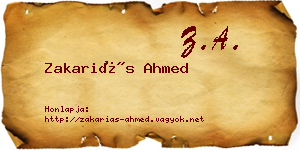 Zakariás Ahmed névjegykártya